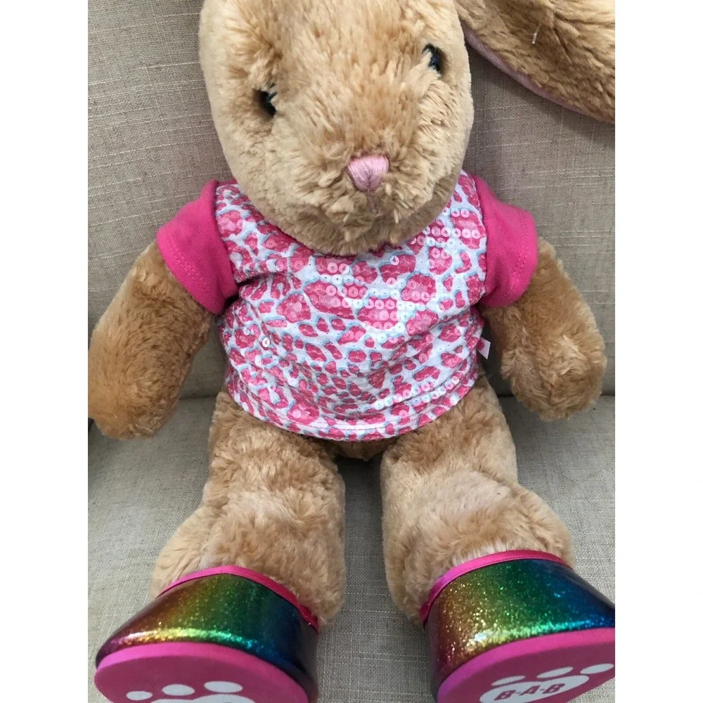 Build A Bear BAB Rabbit Pink/White Sequin Top & Glittery Shoes 15